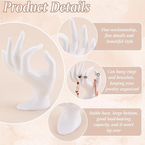 PH PandaHall White Jewelry Display Holder Stand OK Shaped Hand Ring Holder Jewelry Organizer Holder Jewelry Stand Watch Stand Jewelry Showcase Display for Home Organization Shows, 6.7inch in Saudi Arabia