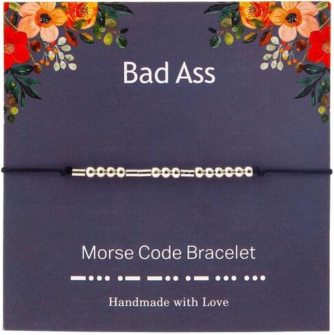 1 PCS Silver Bracelets Stack with Black Rope, Morse Code Charm Stackable Bracelets for Women, Elegance Trendy Gold Beaded Chain, Women's Fashionable Jewelry, A Unique Friendship Token in Saudi Arabia