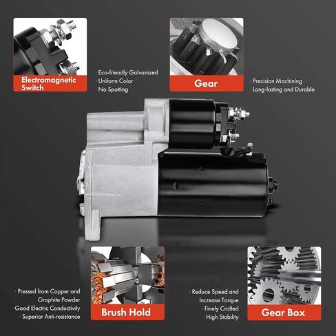 A-Premium Starter Motor Compatible with Audi Q7 2007 & Volkswagen Touareg 2004-2006 & Porsche Cayenne 2004-2006 2008-2010, 3.2L 3.6L 4.2L, 12V 1.7KW 9 Teeth Clockwise, Replace# 410-24080 in Saudi Arabia