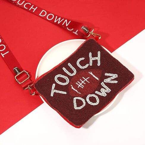 Game Day Beaded Purse for Women White Blue Football Purse Sports Crossbody Shoulder Bag Football Mom Accessories Outfits Gift in Saudi Arabia