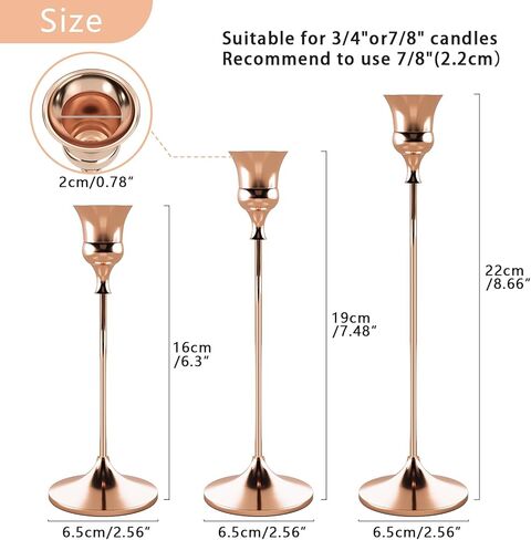 Candlestick Holders Black, 3 Packs Taper Candle Holder for Candlesticks, Candle Sticks Holder Decor for Home Decor in Kuwait