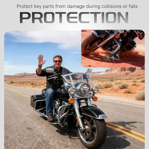 MoKitDora Softail Engine Guard Highway Crash Bar 1.25 سم سمين لـ Harley 2000-2017 FL Heritage Softail Classic Deluxe Fat Boy FLSTF نماذج، كروم in Kuwait