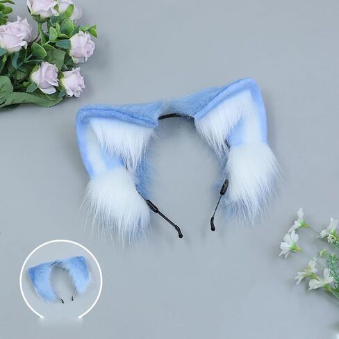 Handmade Faux Fur Cat Ears Headband Furry Ears Animal Cosplay Costume Party Headwear for Halloween in Saudi Arabia