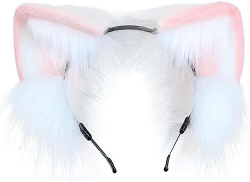 Handmade Faux Fur Cat Ears Headband Furry Ears Animal Cosplay Costume Party Headwear for Halloween in Saudi Arabia