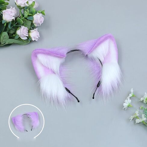 Handmade Faux Fur Cat Ears Headband Furry Ears Animal Cosplay Costume Party Headwear for Halloween in Saudi Arabia