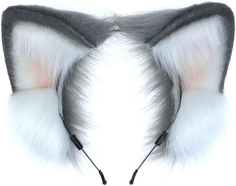 Handmade Faux Fur Cat Ears Headband Furry Ears Animal Cosplay Costume Party Headwear for Halloween in Saudi Arabia