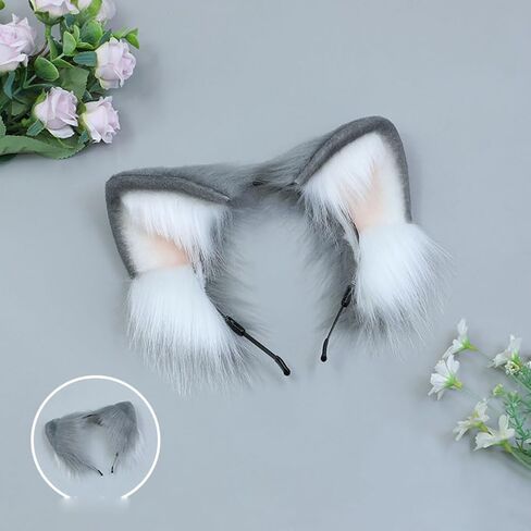 Handmade Faux Fur Cat Ears Headband Furry Ears Animal Cosplay Costume Party Headwear for Halloween in Saudi Arabia