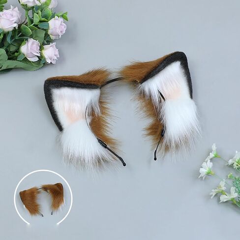 Handmade Faux Fur Cat Ears Headband Furry Ears Animal Cosplay Costume Party Headwear for Halloween in Saudi Arabia