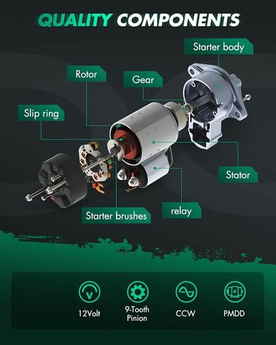 SCITOO Starter Motor fit for John Deere for Gator TX 2005-2016,for Kawasaki for Mule 600 2015,for Kawasaki for Mule 610 2015 Replacement Starter 18533,AM134946 in Saudi Arabia