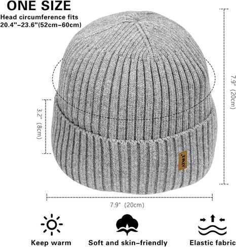 ATNKE Winter Beanie for Men Women, Unisex Thick Stocking Knit Cuffed Skull Cap Soft Warm Fleece Lined Ski Beanies Hat in Saudi Arabia