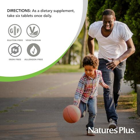 علامات تبويب Natures Plus Source of Life الصغيرة بدون حديد - 180 قرصًا نباتيًا صغيرًا - من السهل ابتلاع أغذية طبيعية كاملة ومكمل متعدد الفيتامينات والمعادن للصحة والطاقة - 30 وجبة in Kuwait