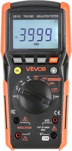 VEVOR Digital Multimeter, 4000-Count TRMS Voltmeter Ohmmeter, 1000V AC/DC Voltage Tester with Switchable Auto/Manual Range for Voltage, Resistance, and Continuity Measurment in Saudi Arabia