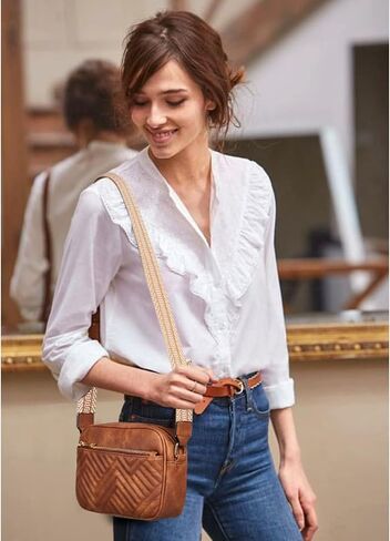 Quilted Crossbody Bags for Women Vegan Leather Purses Shoulder Handbags with Wide Strap in Saudi Arabia