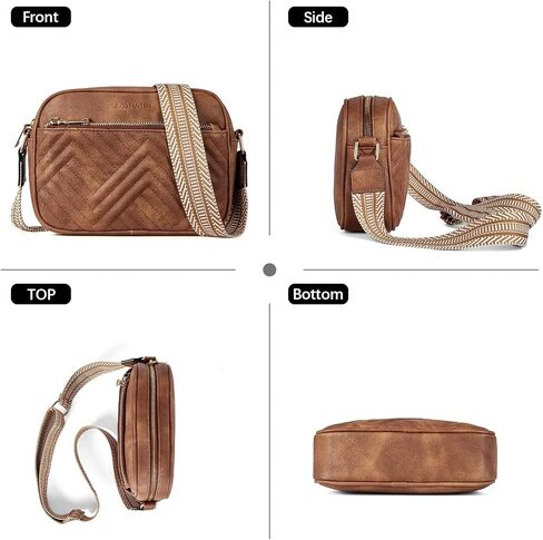 Quilted Crossbody Bags for Women Vegan Leather Purses Shoulder Handbags with Wide Strap in Saudi Arabia