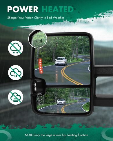 SCITOO Upper Flat Towing Mirror Glass Replacement with Right Passenger Side Mirror Lens Compatible with 1988-1998 For Chevy/For GMC C1500/K1500 1988-2000 For Chevy/For GMC C2500/K2500/K3500 in Saudi Arabia