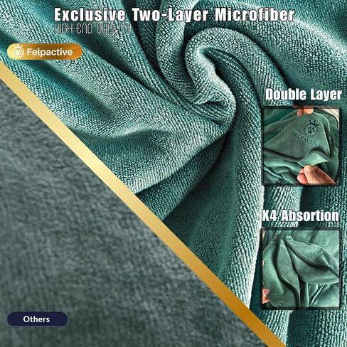 | FELPACTION® Super Assorbent Dog Bathrobe Double Layer Premium + ebook of the Secrets التي يحتاجها حيوانك الأليف | الألياف الدقيقة الفاخرة السريعة | أردية الكلب لبعد حمام | لينة وملائمة | الكلاب حمام لوازم in Kuwait
