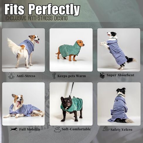| FELPACTION® Super Assorbent Dog Bathrobe Double Layer Premium + ebook of the Secrets التي يحتاجها حيوانك الأليف | الألياف الدقيقة الفاخرة السريعة | أردية الكلب لبعد حمام | لينة وملائمة | الكلاب حمام لوازم in Kuwait