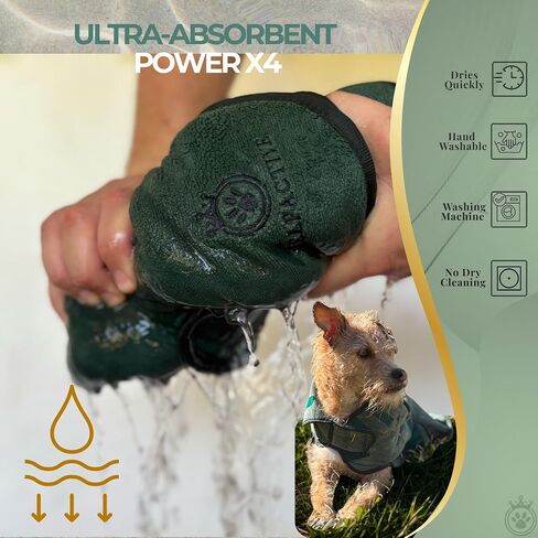 | FELPACTION® Super Assorbent Dog Bathrobe Double Layer Premium + ebook of the Secrets التي يحتاجها حيوانك الأليف | الألياف الدقيقة الفاخرة السريعة | أردية الكلب لبعد حمام | لينة وملائمة | الكلاب حمام لوازم in Kuwait