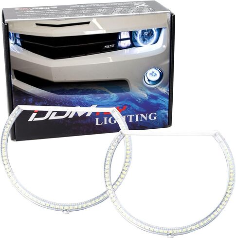iJDMTOY متوافق مع 2010-2015 شيفروليه كامارو لايت التحديثية زينون الأبيض LED مجموعة حلقات هالة عين الملاك (مع كل من الهالوجين أو مصابيح زينون الأمامية المضيئة للطريق الأمامي) in Saudi Arabia