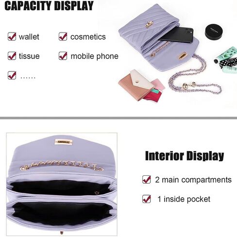Flap Quilted Crossbody Purse for Women Trendy Ladies Shoulder Bag in Saudi Arabia