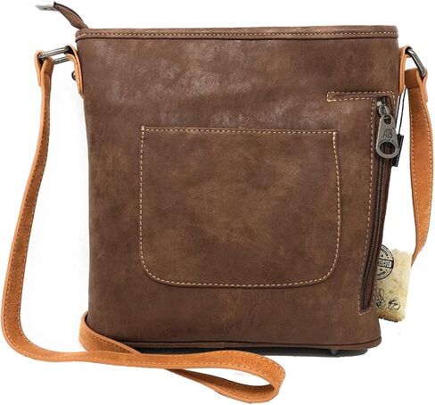 American Bling Concealed Gun Messenger Purse Wallet Set Tooling Patchwork Coffee, Medium in Saudi Arabia
