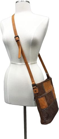 American Bling Concealed Gun Messenger Purse Wallet Set Tooling Patchwork Coffee, Medium in Saudi Arabia