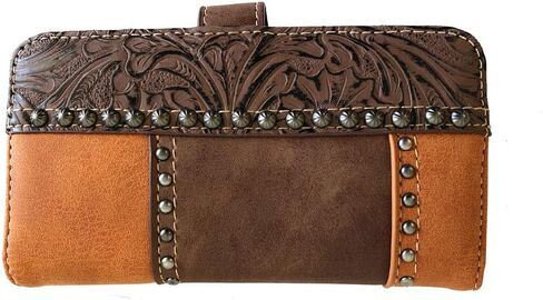 American Bling Concealed Gun Messenger Purse Wallet Set Tooling Patchwork Coffee, Medium in Saudi Arabia