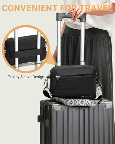 حقائب كروس صغيرة من هيرالد للنساء، حقائب كتف منتفخة خفيفة الوزن للسفر مع جيوب متعددة وحافظة للأمتعة in Kuwait