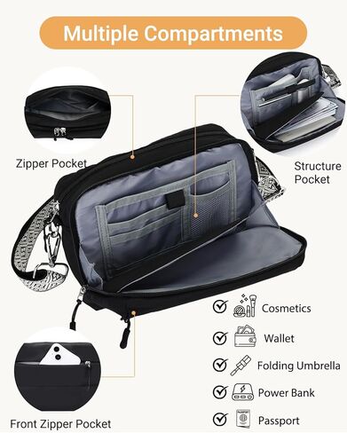 حقائب كروس صغيرة من هيرالد للنساء، حقائب كتف منتفخة خفيفة الوزن للسفر مع جيوب متعددة وحافظة للأمتعة in Kuwait