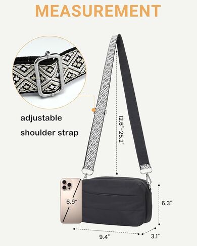 حقائب كروس صغيرة من هيرالد للنساء، حقائب كتف منتفخة خفيفة الوزن للسفر مع جيوب متعددة وحافظة للأمتعة in Kuwait