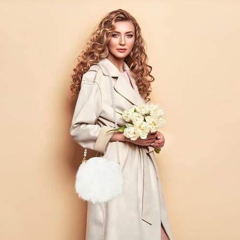 VICASKY White Pearl Purse Cute Crossbody Small Mini For Women Wristlet Bag Little Girls Cross Body Bow Dressy Crossbody Bag Plush Pearl Chain Cellphone Small Fuzzy Shoulder Pouch in Saudi Arabia