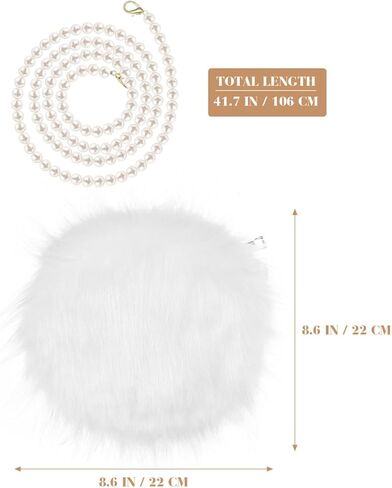 VICASKY White Pearl Purse Cute Crossbody Small Mini For Women Wristlet Bag Little Girls Cross Body Bow Dressy Crossbody Bag Plush Pearl Chain Cellphone Small Fuzzy Shoulder Pouch in Saudi Arabia