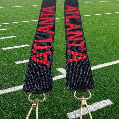 Atlanta Black Beaded Purse Strap Red Letters 49" Pro Football Stadium Approved Clear Bag Falcon Gold Hardware Sports College South Conference in Saudi Arabia
