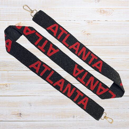 Atlanta Black Beaded Purse Strap Red Letters 49" Pro Football Stadium Approved Clear Bag Falcon Gold Hardware Sports College South Conference in Saudi Arabia