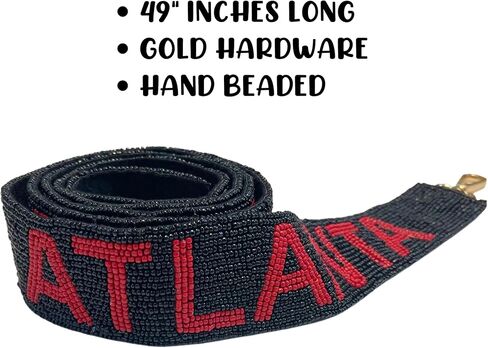 Atlanta Black Beaded Purse Strap Red Letters 49" Pro Football Stadium Approved Clear Bag Falcon Gold Hardware Sports College South Conference in Saudi Arabia