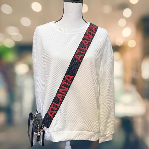 Atlanta Black Beaded Purse Strap Red Letters 49" Pro Football Stadium Approved Clear Bag Falcon Gold Hardware Sports College South Conference in Saudi Arabia