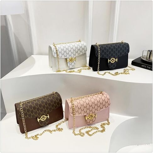 Women's Crossbody Bag Chain Wallet Quilted Shoulder Bags Vintage Print Underarm Bag Square Crossbody Bags Messenger Handbag in Saudi Arabia
