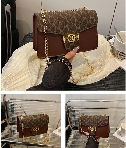 Women's Crossbody Bag Chain Wallet Quilted Shoulder Bags Vintage Print Underarm Bag Square Crossbody Bags Messenger Handbag in Saudi Arabia