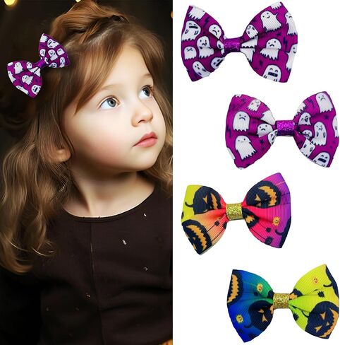 5 Pcs Christmas Hair Clips Big Bow Ribbon Hair Accessories Cute Santa Claus Reindeer Elk Hair Barrettes Holiday Headdress Hairpin for Girls Women Kids Xmas Party Cosplay Gift in Kuwait