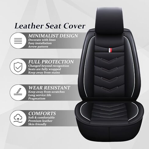 غطاء مقعد السيارة لـ RAM Promaster 2500 2014-2024، وسادة هوائية متينة مقاومة للماء، واقي مقعد من الجلد الفاخر (مقعدان قياسيان، أسود أبيض) in Kuwait