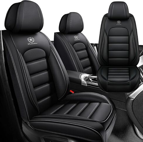 أغطية مقاعد السيارة لسيارة Toyota Prius 2001-2025، غطاء مقعد من جلد البولي يوريثان ناعم ومقاوم للماء مع جيوب تخزين (أسود كلاسيكي، المجموعة الأمامية) in Kuwait