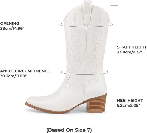 أحذية DREAM PAIRS النسائية ذات المقدمة المربعة لرعاة البقر متوسطة الساق غربية in Kuwait