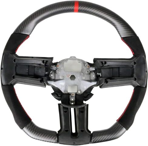 IKON MOTORSPORTS, Steering Wheel Compatible with 2010-2014 Ford Mustang, Steering Wheel Bodykit Replacement Carbon Fiber & Leather Blue Stitch & Indicator, 2011 2012 2013 in Saudi Arabia