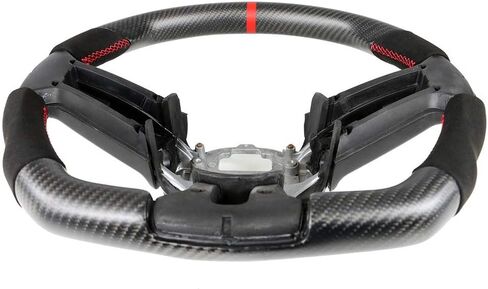 IKON MOTORSPORTS, Steering Wheel Compatible with 2010-2014 Ford Mustang, Steering Wheel Bodykit Replacement Carbon Fiber & Leather Blue Stitch & Indicator, 2011 2012 2013 in Saudi Arabia