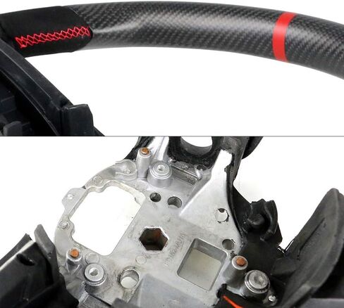 IKON MOTORSPORTS, Steering Wheel Compatible with 2010-2014 Ford Mustang, Steering Wheel Bodykit Replacement Carbon Fiber & Leather Blue Stitch & Indicator, 2011 2012 2013 in Saudi Arabia