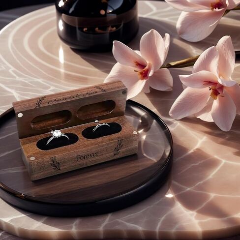 Custom Wood Ring Box wedding day Personalized Wedding Ring Box for Ceremony Engagement Ring Boxes for Proposal Engraved Wooden Ring Bearer Box for Wedding Ceremony Engagement Gifts Style-D in Saudi Arabia