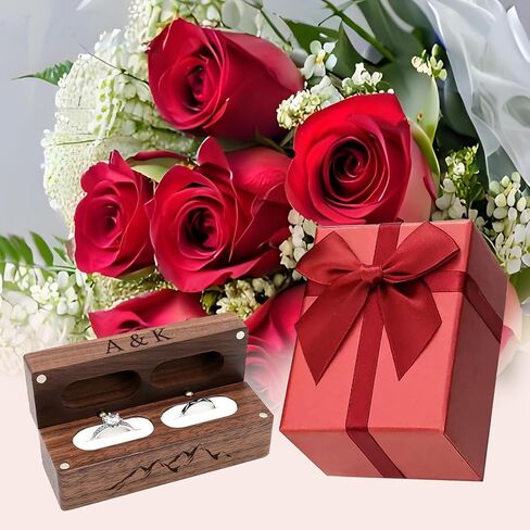 Custom Wood Ring Box wedding day Personalized Wedding Ring Box for Ceremony Engagement Ring Boxes for Proposal Engraved Wooden Ring Bearer Box for Wedding Ceremony Engagement Gifts Style-D in Saudi Arabia