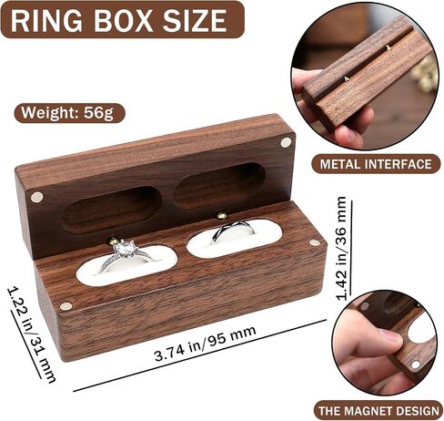 Custom Wood Ring Box wedding day Personalized Wedding Ring Box for Ceremony Engagement Ring Boxes for Proposal Engraved Wooden Ring Bearer Box for Wedding Ceremony Engagement Gifts Style-D in Saudi Arabia
