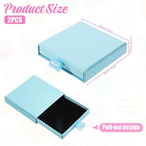 2 Pcs Square Necklace Gift Box, Bracelet Box Jewelry Gift Boxes with Lids Small Gifts Boxes for Jewelrys Pendent Storage Case for Necklace Bracelet Earrings Ring Display (Blue) in Saudi Arabia