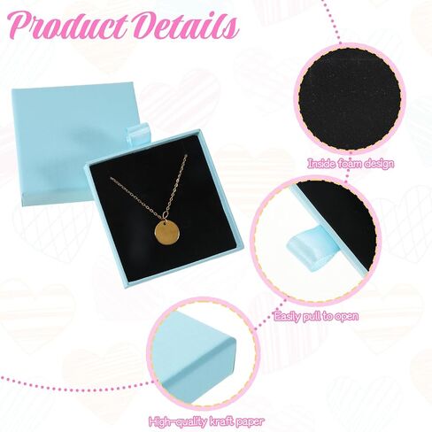 2 Pcs Square Necklace Gift Box, Bracelet Box Jewelry Gift Boxes with Lids Small Gifts Boxes for Jewelrys Pendent Storage Case for Necklace Bracelet Earrings Ring Display (Blue) in Saudi Arabia